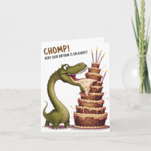 Chomp Dinosaurus Verjaardag Kaart