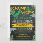 Chomp & Stomp! Dinosaur Boys 1st verjaardag Kaart (Voorkant)