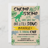 Chomp & Stomp! Dinosaur Boys 1st verjaardag Kaart (Voorkant)