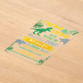 Chomp & Stomp! Dinosaur Boys 2e verjaardag Acryl Uitnodigingen (Laagn)