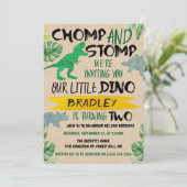 Chomp & Stomp! Dinosaur Boys 2e verjaardag Kaart (Staand voorkant)