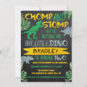 Chomp & Stomp! Dinosaur Boys 2e verjaardag Kaart (Voorkant)