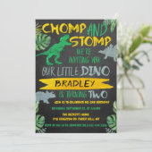 Chomp & Stomp! Dinosaur Boys 2e verjaardag Kaart (Staand voorkant)