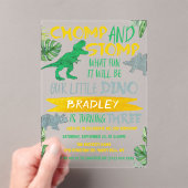 Chomp & Stomp! Dinosaur Boys 3rd Birthday Acryl Uitnodigingen (Insitu (Draagbaar))