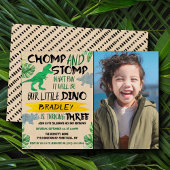 Chomp & Stomp! Dinosaur Boys 3rd Birthday Foto Kaart