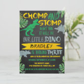 Chomp & Stomp! Dinosaur Boys 3rd Birthday Kaart (Staand voorkant)