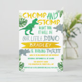 Chomp & Stomp! Dinosaur Boys 3rd Birthday Kaart (Staand voorkant)