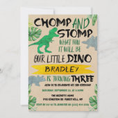 Chomp & Stomp! Dinosaur Boys 3rd Birthday Kaart (Voorkant)