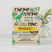 Chomp & Stomp! Dinosaur Boys 3rd Birthday Kaart (Staand voorkant)