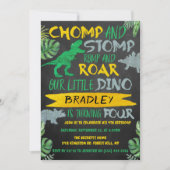 Chomp & Stomp! Dinosaur Boys 4th Birthday Kaart (Voorkant)