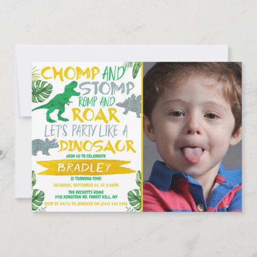 Chomp & Stomp! Dinosaur Elke ouderdag Foto Kaart (Voorkant)