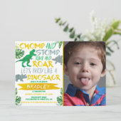 Chomp & Stomp! Dinosaur Elke ouderdag Foto Kaart (Staand voorkant)