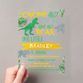 Chomp & Stomp! Dinosaur Jongens 4de Verjaardag Acryl Uitnodigingen (Insitu (Draagbaar))