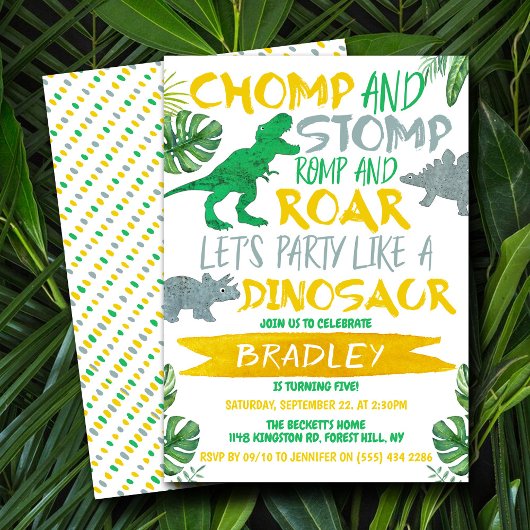 Chomp & Stomp! Dinosaur koopt elke dag Kaart