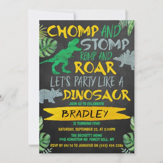 Chomp & Stomp! Dinosaur koopt elke dag Kaart (Voorkant)