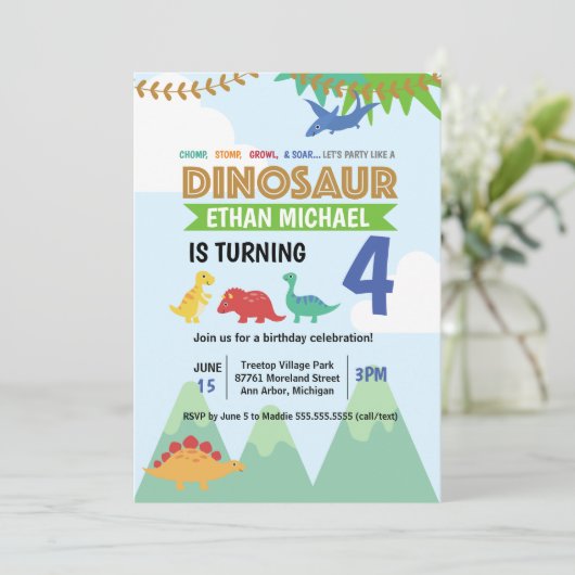 Chomp Stomp Growl Kinder (om het even welke leefti Kaart (Staand voorkant)