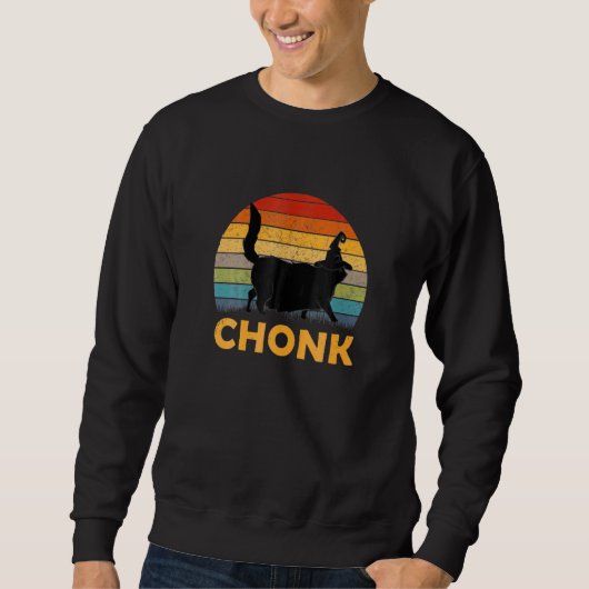 Chonk Black Cat Halloween Broom Broomstick Witchcr Trui (Voorkant)