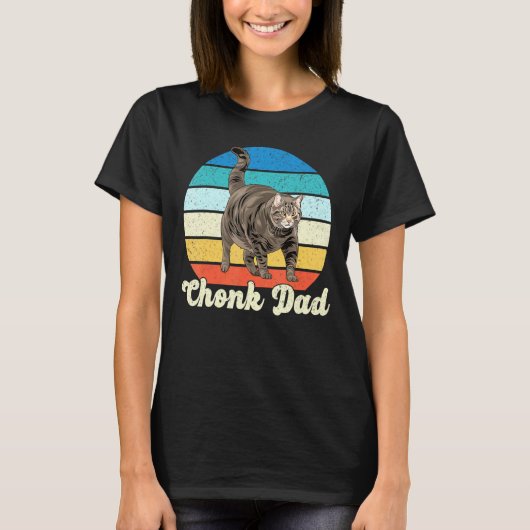 Chonk Cat Dad Scale Meme Retro Style Papa kletst m T-shirt (Voorkant)