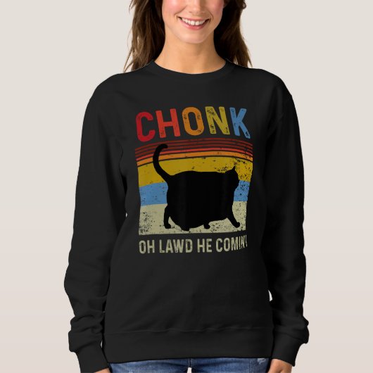 Chonk Cat Scale Meme Funny Retro Style Cat Trui (Voorkant)