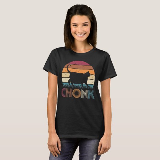 Chonk Cat Scale Meme Retro Style Cats Meme T-shirt (Voorkant volledig)