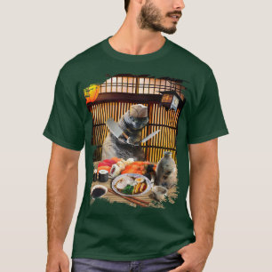 Chonk Cat Sushi Ramen Chef, Kat reuzenbril, T-shirt