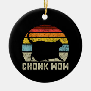 Chonk Kat Moeder Schaal Meme Grappige Retro Stijl  Keramisch Ornament