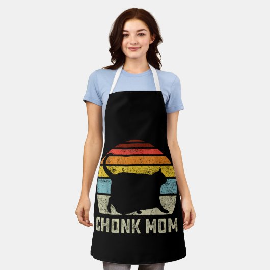 Chonk Kat Moeder Schaal Meme Grappige Retro Stijl Schort (Gedragen)