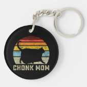 Chonk Kat Moeder Schaal Meme Grappige Retro Stijl Sleutelhanger (Achterkant)