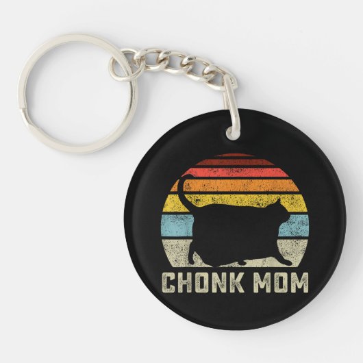 Chonk Kat Moeder Schaal Meme Grappige Retro Stijl Sleutelhanger (Voorkant)
