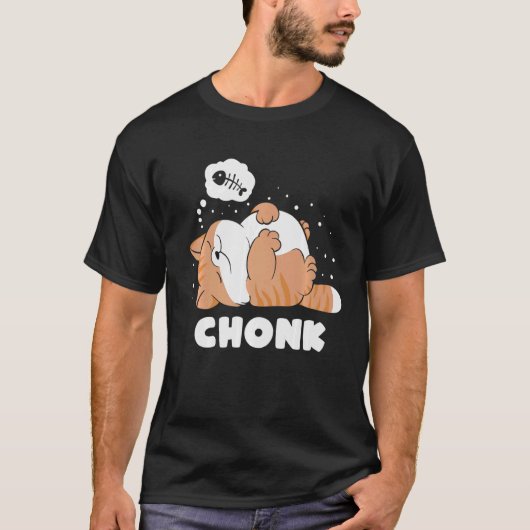 Chonk Lazy Cat keurt thema niet goed T-shirt (Voorkant)