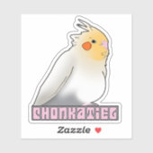Chonkatiel Funny Cockatiel Cute Fluffy Pudgy Bird Sticker (Vel)