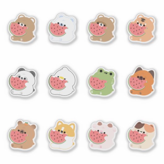 Chonky Animals Watermelon Sticker (Voorkant)