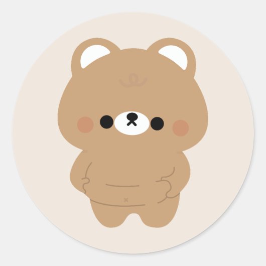 Chonky Brown Beer Ronde Sticker (Voorkant)