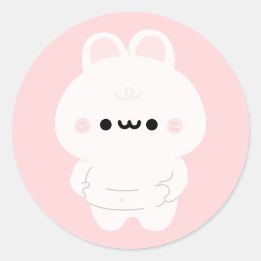 Chonky Bunny Ronde Sticker (Voorkant)