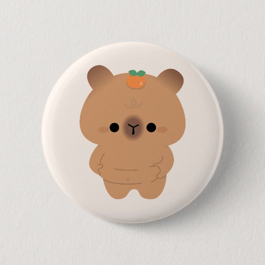 Chonky Capybara Ronde Button 5,7 Cm (Voorkant)