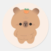 Chonky Capybara Ronde Sticker (Voorkant)