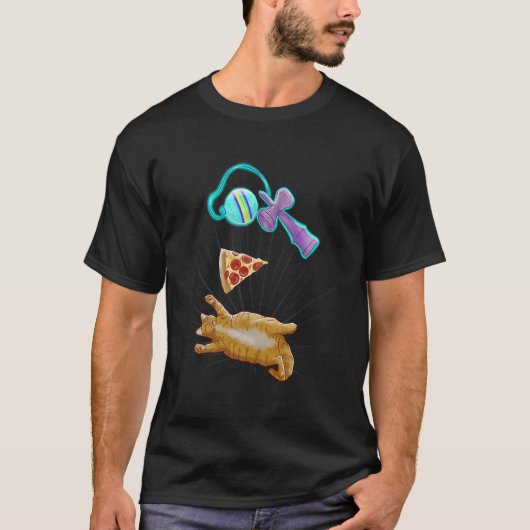Chonky cat with pizza and kendama t-shirt (Voorkant)