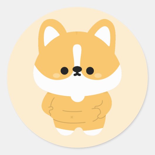 Chonky Corgi Ronde Sticker (Voorkant)
