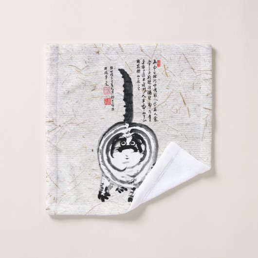 Chonky Gestreepte Japanse Tabby Cat Bad Handdoek (Wasdoekje)