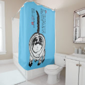 Chonky Gestreepte Japanse Tabby Cat Douchegordijn (In situ)