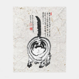 Chonky Gestreepte Japanse Tabby Cat Fleece Deken