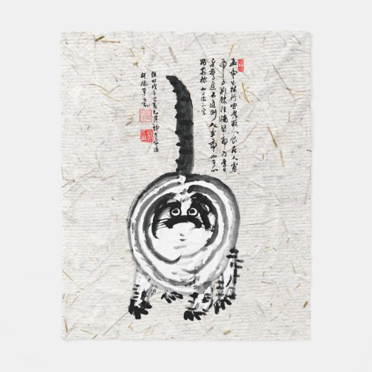 Chonky Gestreepte Japanse Tabby Cat Fleece Deken (Voorkant)