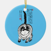 Chonky Gestreepte Japanse Tabby Cat Keramisch Ornament (Voorkant)