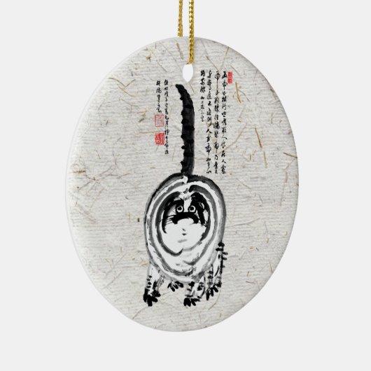 Chonky Gestreepte Japanse Tabby Cat Keramisch Ornament (Rechts)