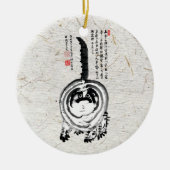 Chonky Gestreepte Japanse Tabby Cat Keramisch Ornament (Voorkant)