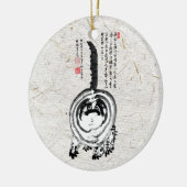 Chonky Gestreepte Japanse Tabby Cat Keramisch Ornament (Links)