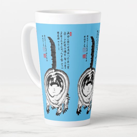 Chonky Gestreepte Japanse Tabby Cat Latte Mok (Linkerhoek)