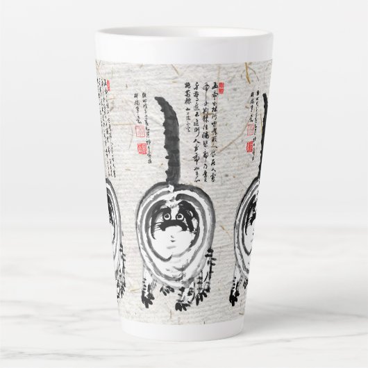 Chonky Gestreepte Japanse Tabby Cat Latte Mok (Voorkant)