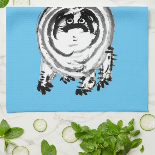 Chonky Gestreepte Japanse Tabby Cat Theedoek (Gevouwen)