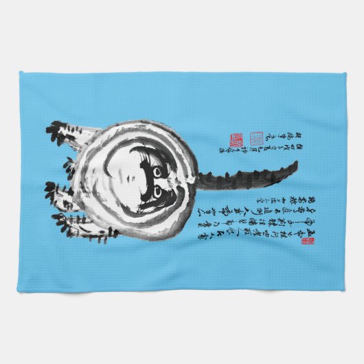 Chonky Gestreepte Japanse Tabby Cat Theedoek (Horizontaal)